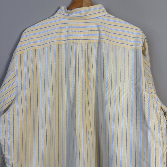 Ralph Lauren Long Sleeve Striped Button Down Shirt Men's XL Yellow Classic Fit - Picture 10 of 14